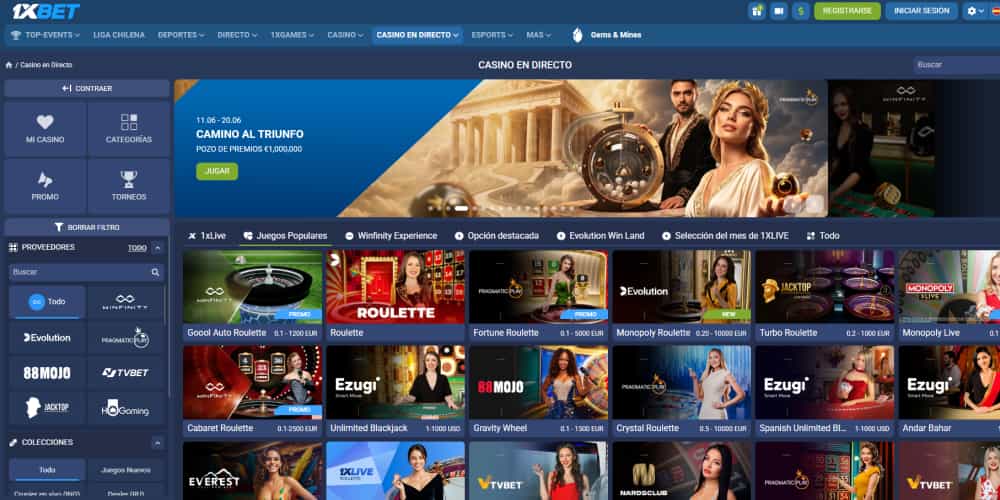 1xbet mesas con segmentos