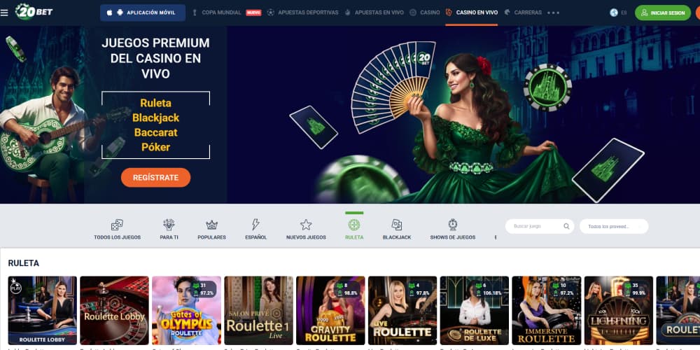 20Bet ruletas de proveedores